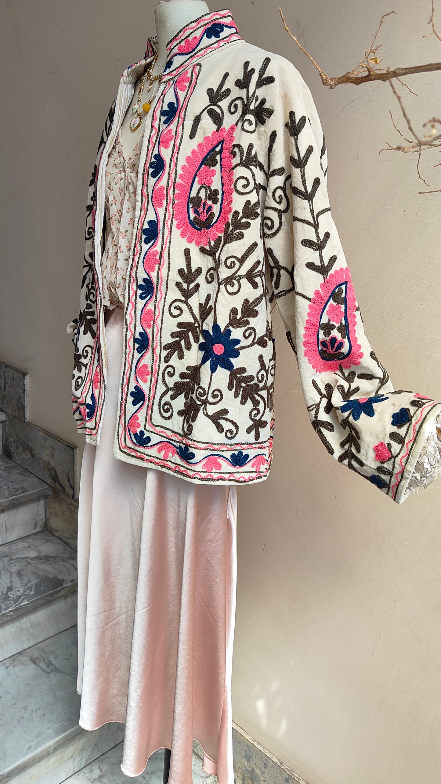 Giacca Boho con Tasche Laterali