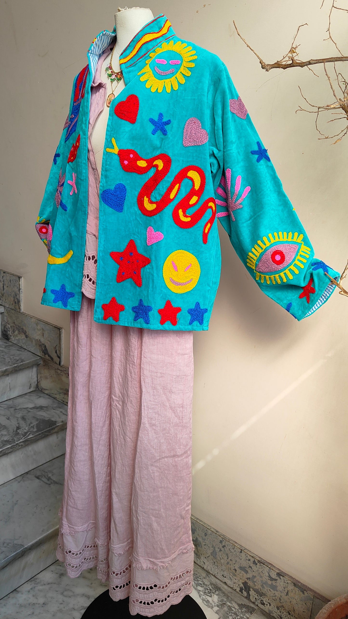 Giacca Boho con Tasche Laterali