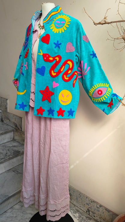 Giacca Boho con Tasche Laterali