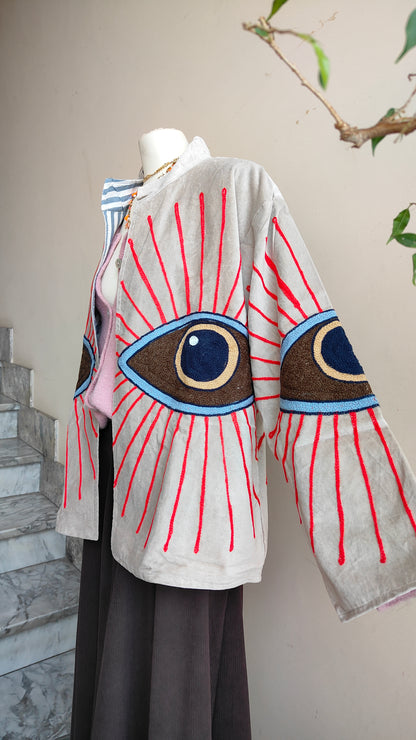 Giacca Boho con Tasche Laterali