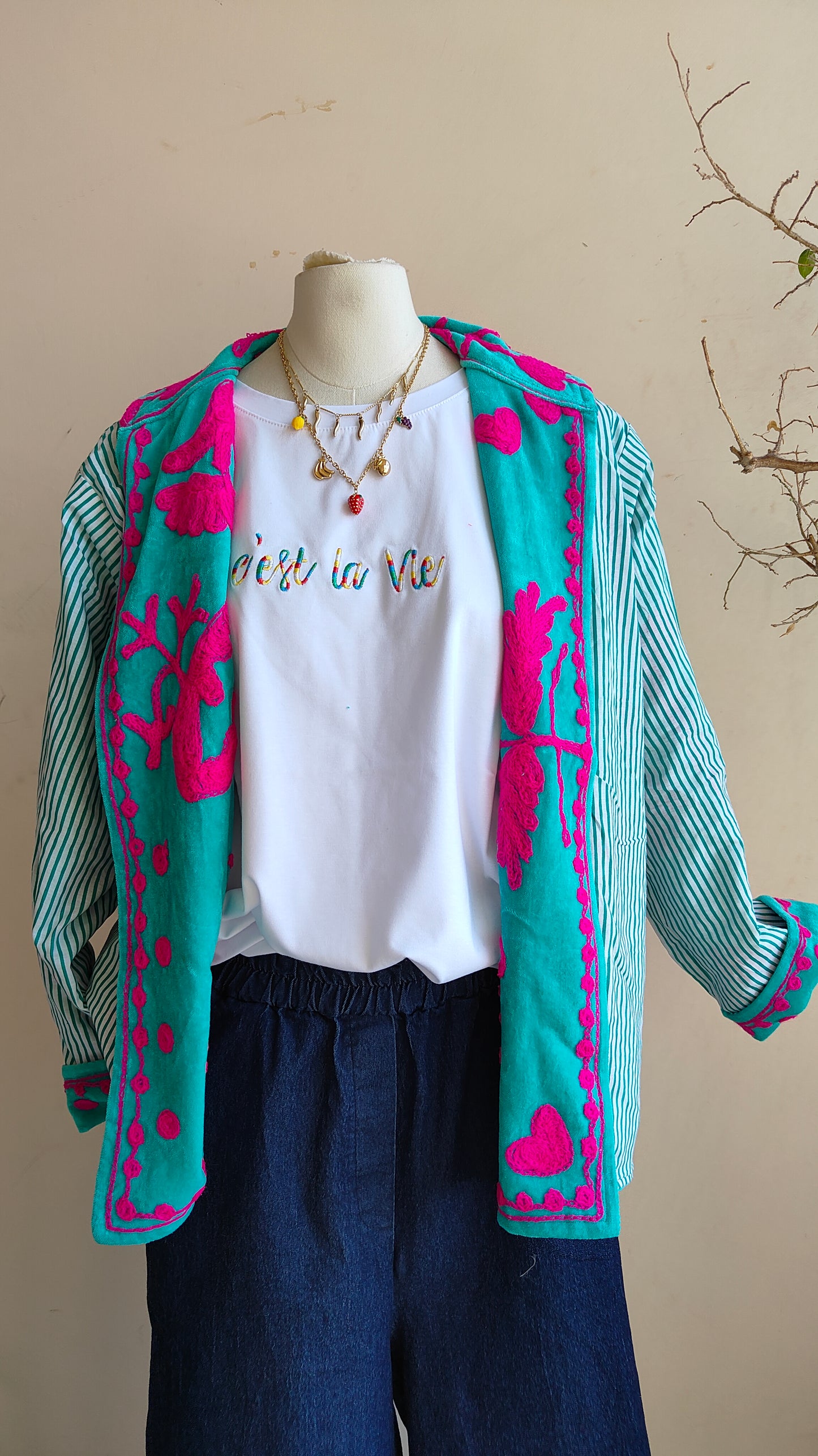 Giacca Boho con Tasche Laterali