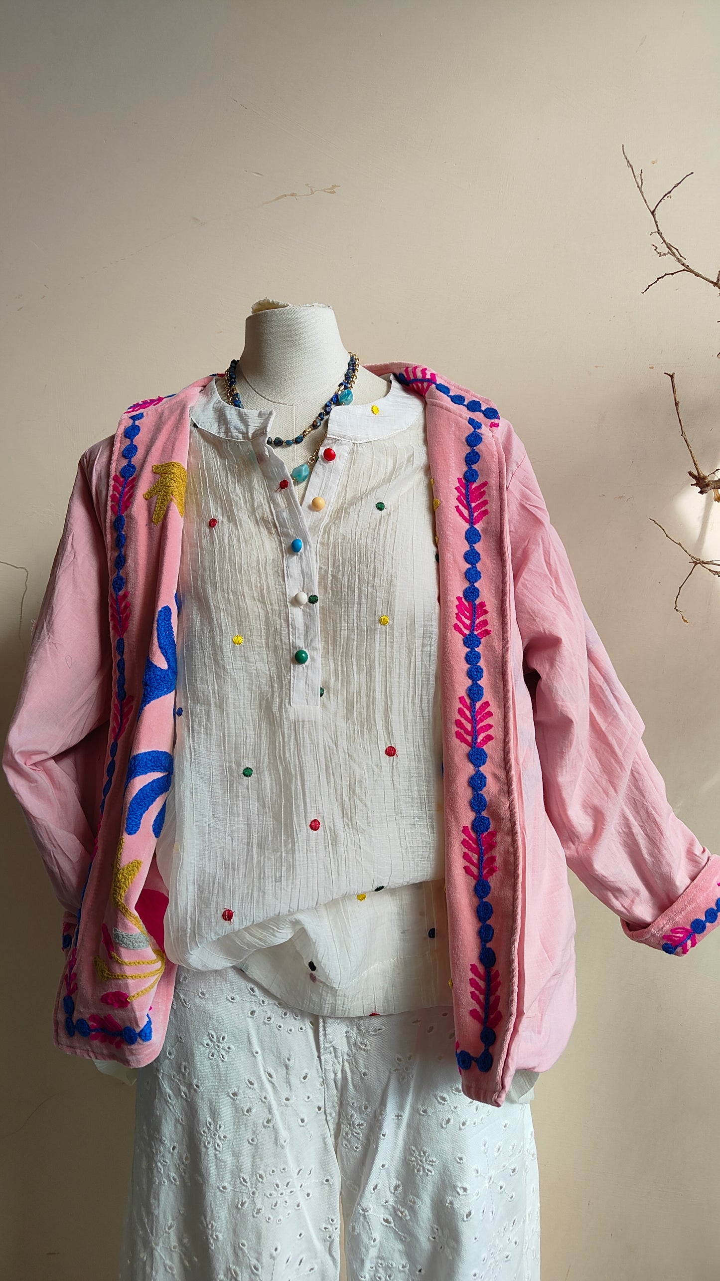 Giacca Boho con Tasche Laterali