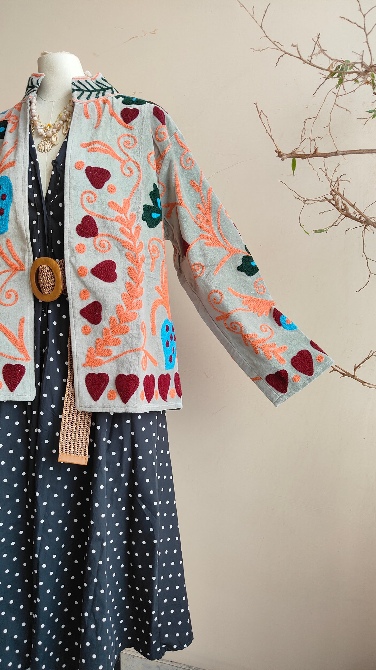 Giacca Boho con Tasche Laterali