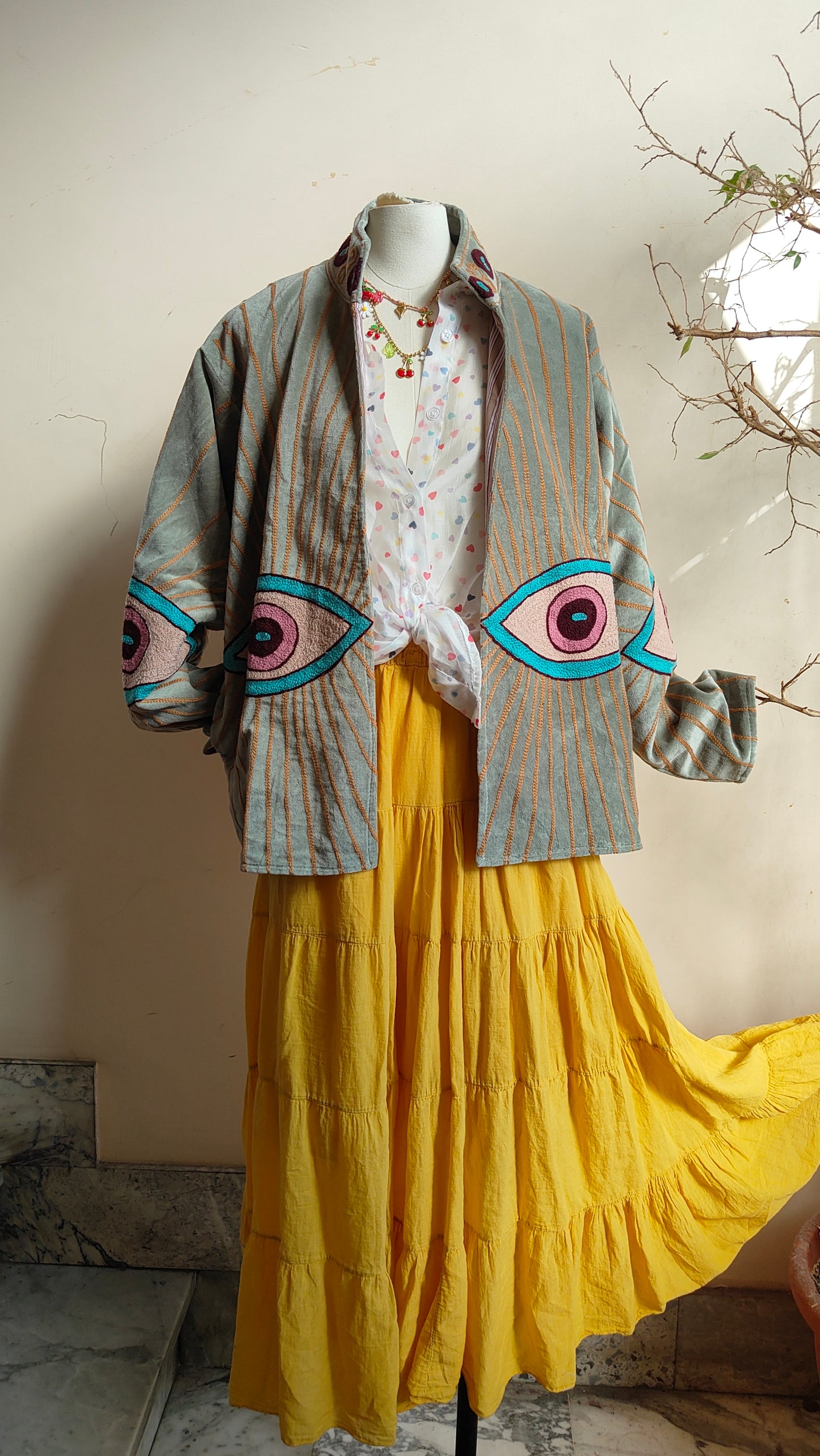 Giacca Boho con Tasche Laterali
