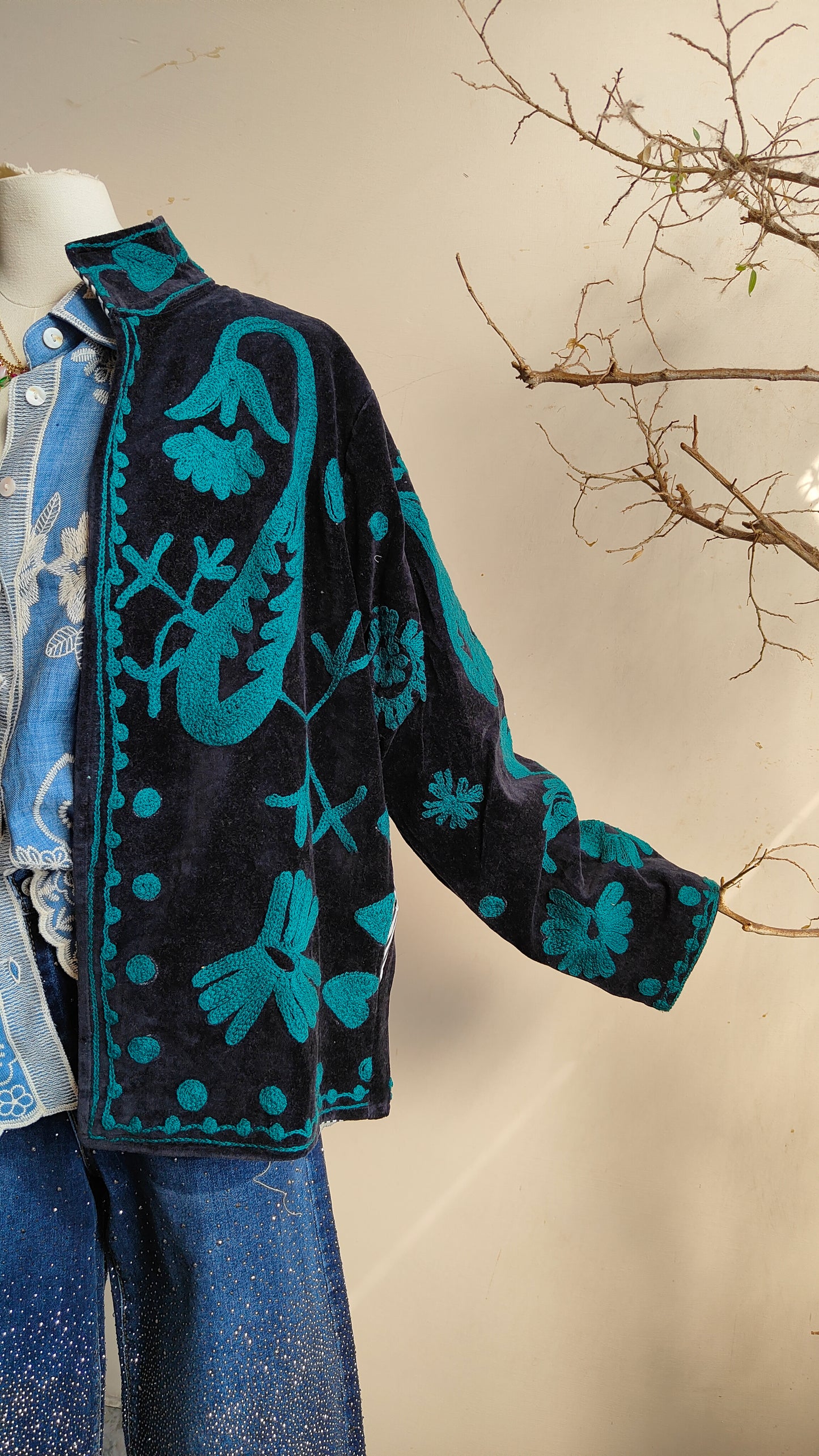 Giacca Boho con Tasche Laterali