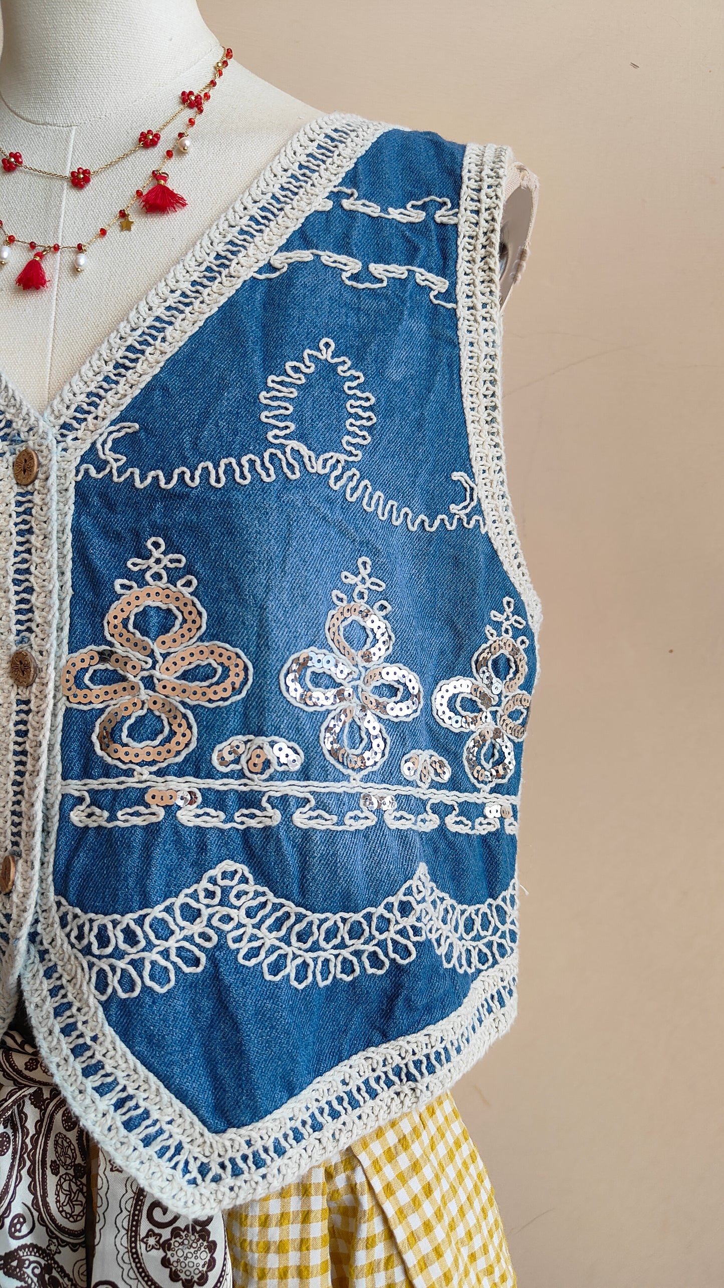 Gilet Crochet Denim