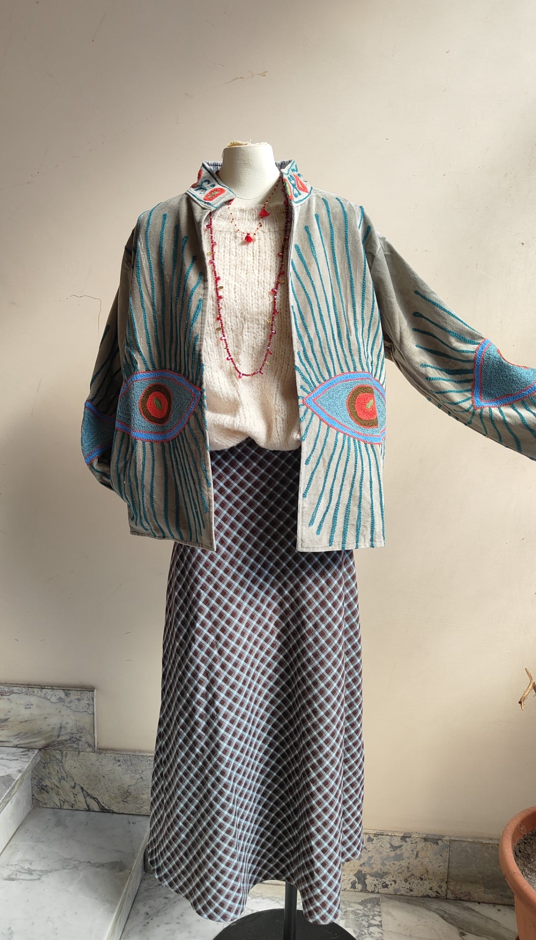 Giacca Boho con Tasche Laterali