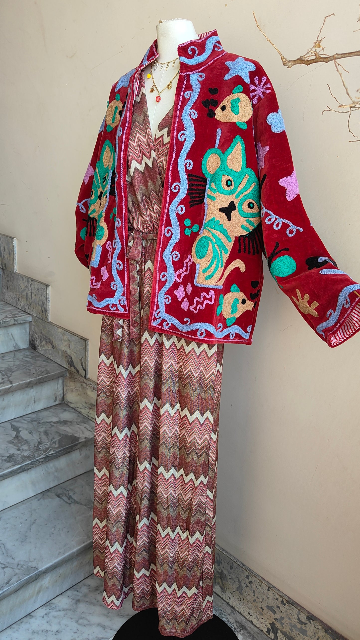 Giacca Boho con Tasche Laterali