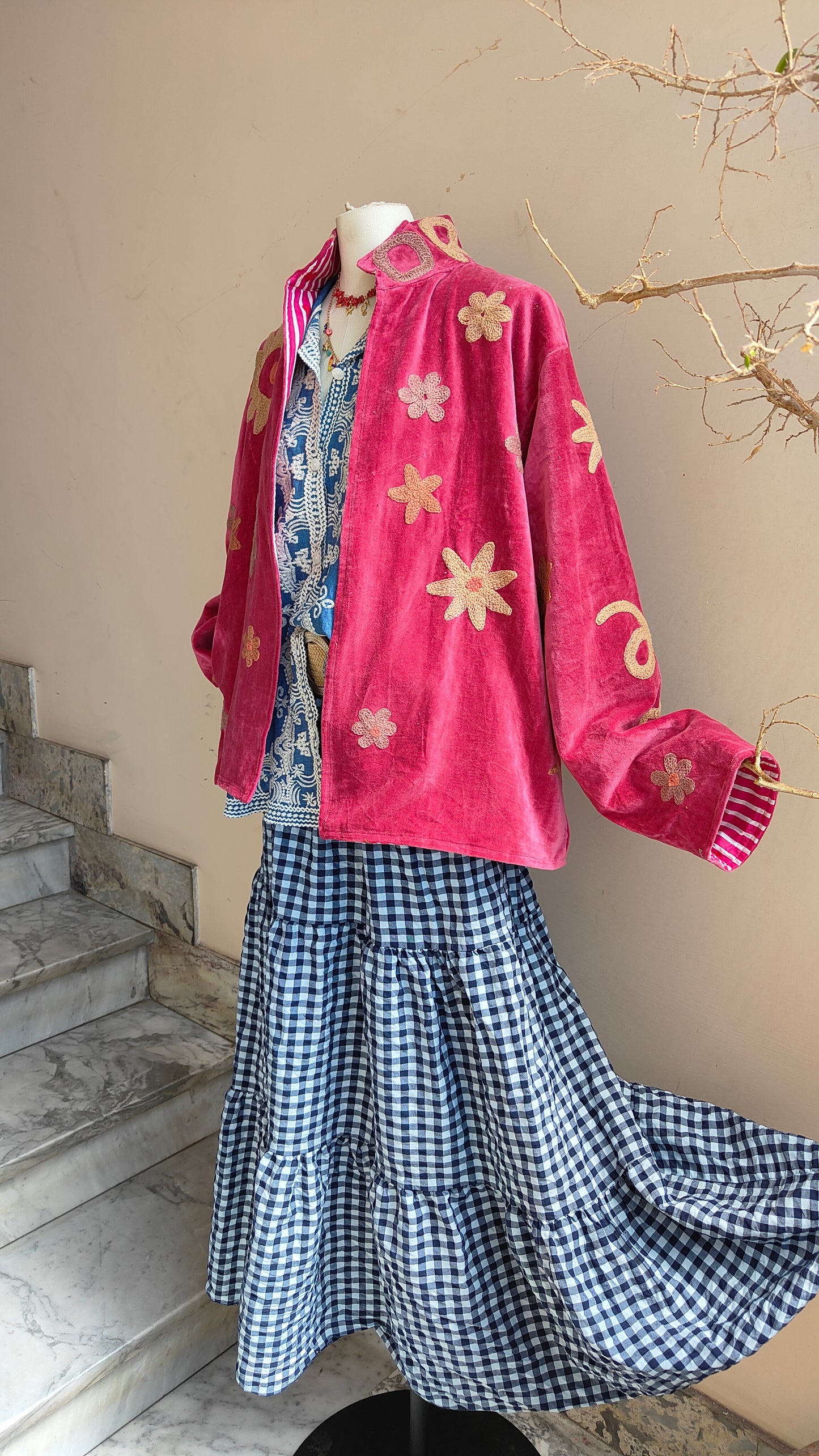 Giacca Boho con Tasche Laterali
