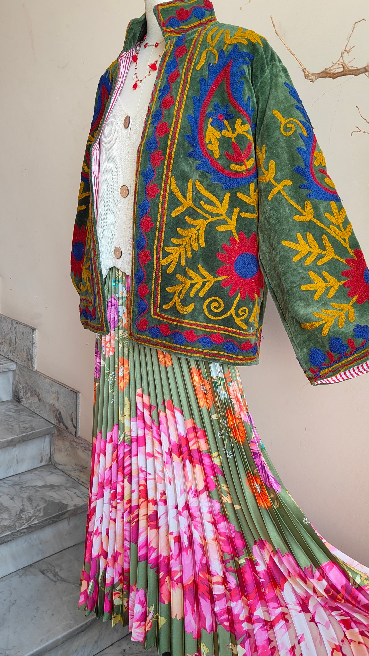 Giacca Boho con Tasche Laterali