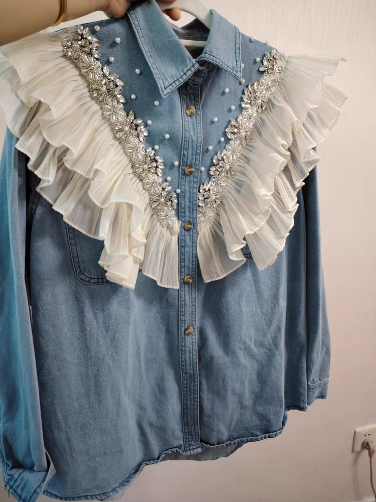 Camicia jeans volant