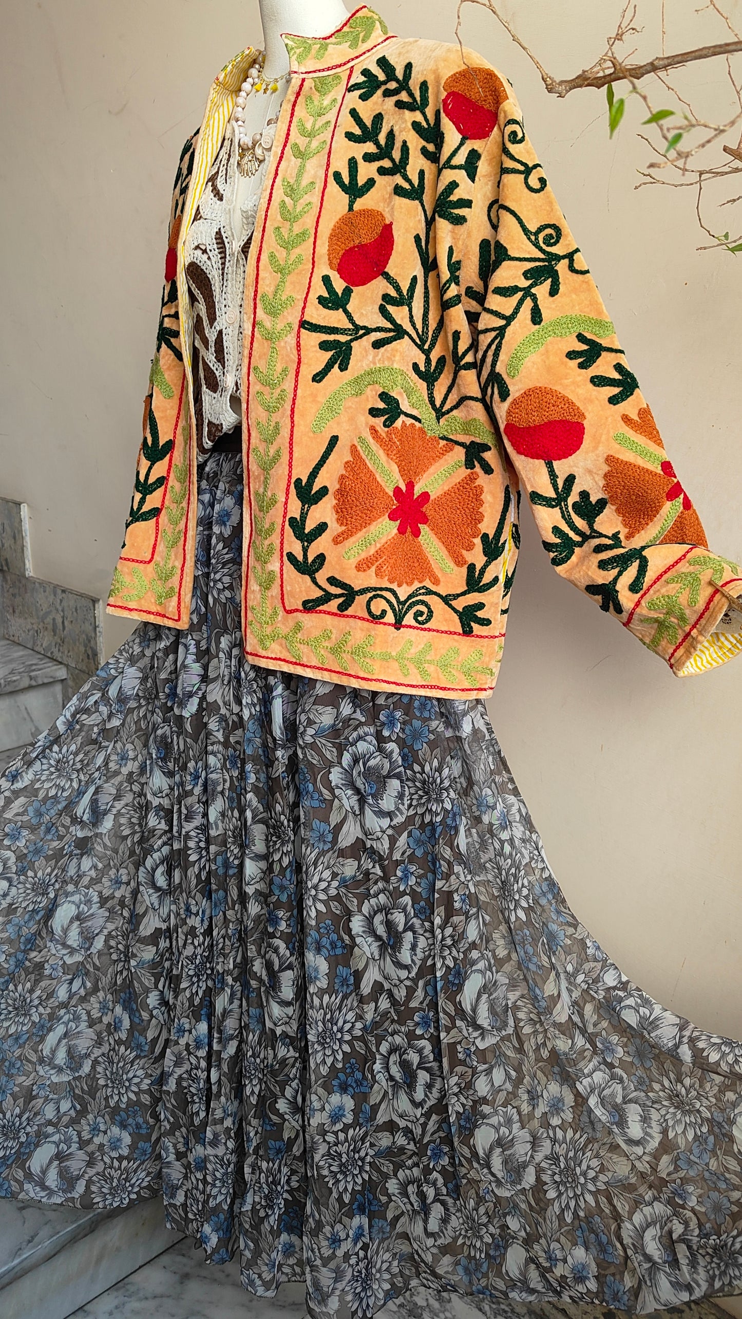 Giacca Boho con Tasche Laterali