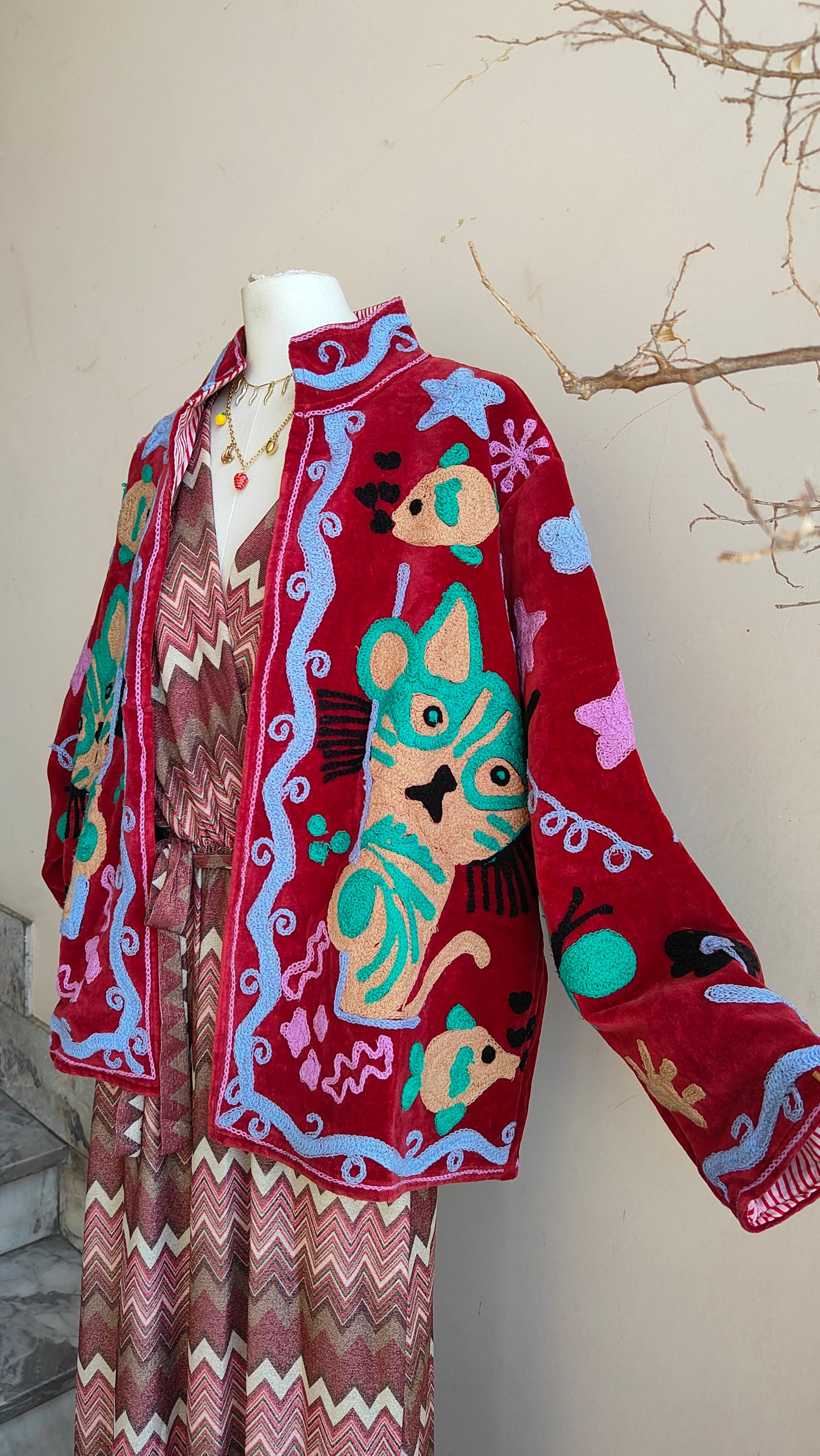 Giacca Boho con Tasche Laterali