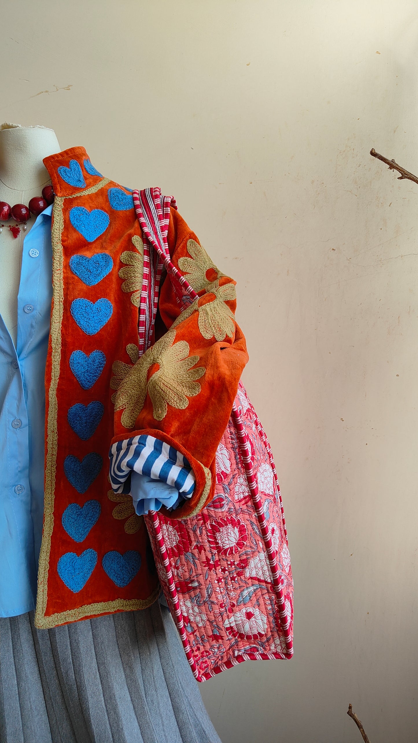 Giacca Boho con Tasche Laterali