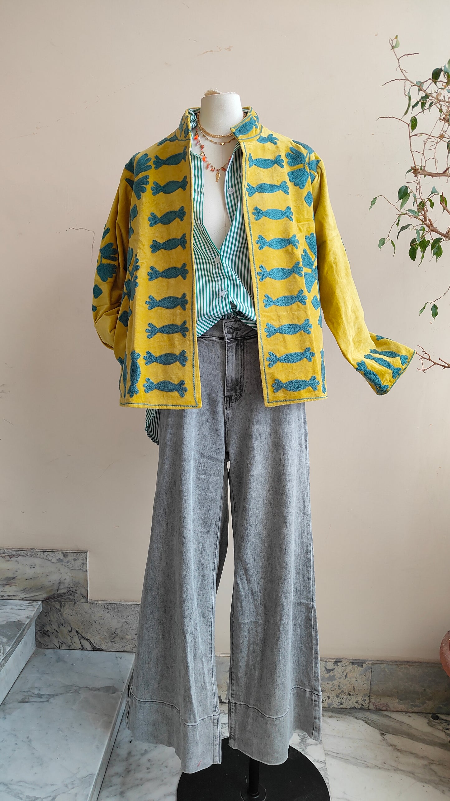 Giacca Boho con Tasche Laterali