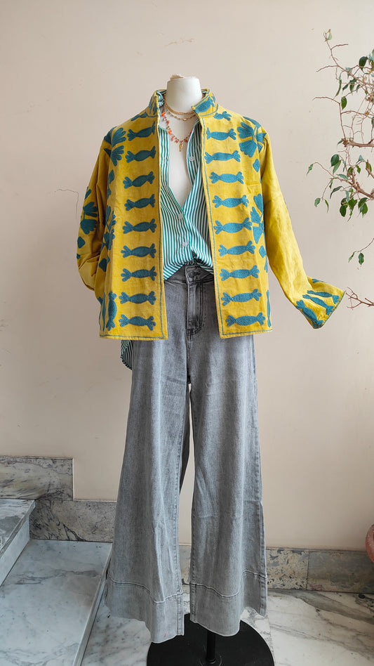 Giacca Boho con Tasche Laterali