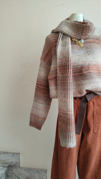 MAGLIONE SOFT MELANGE CON SCIARPA