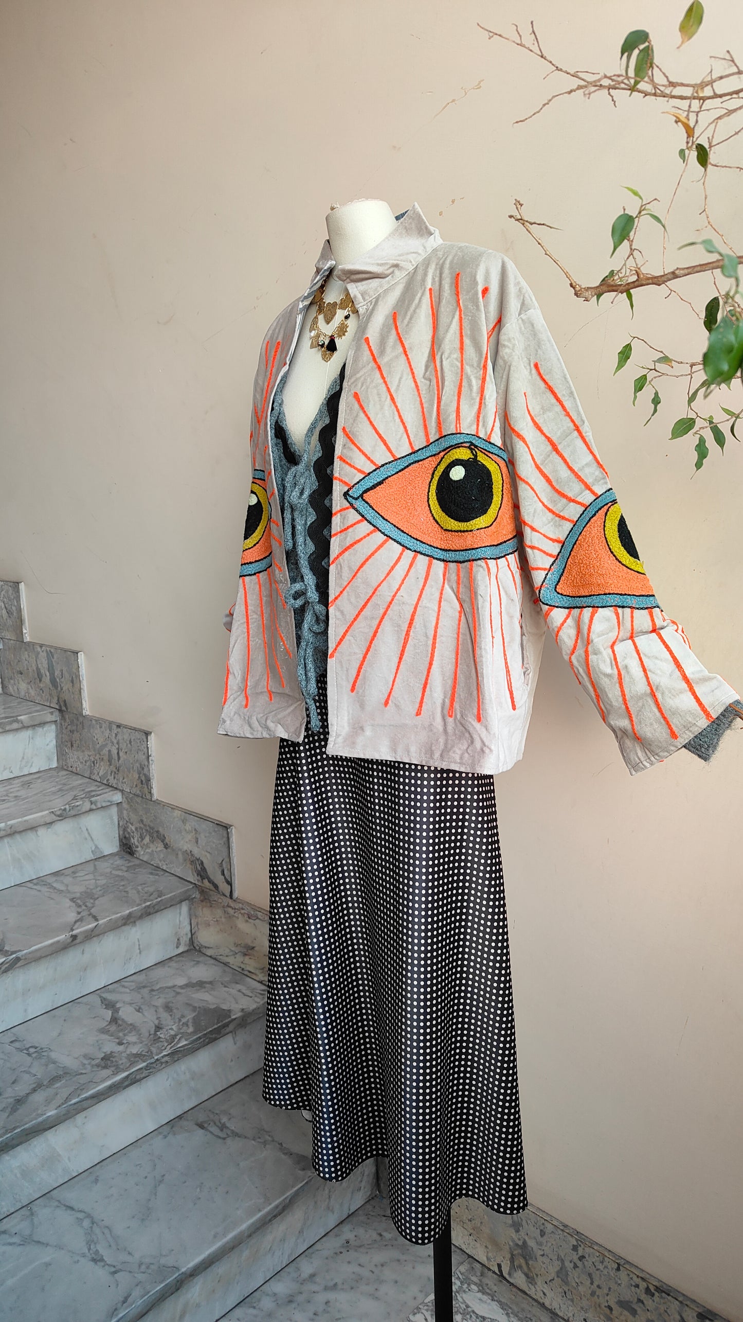 Giacca Boho con Tasche Laterali