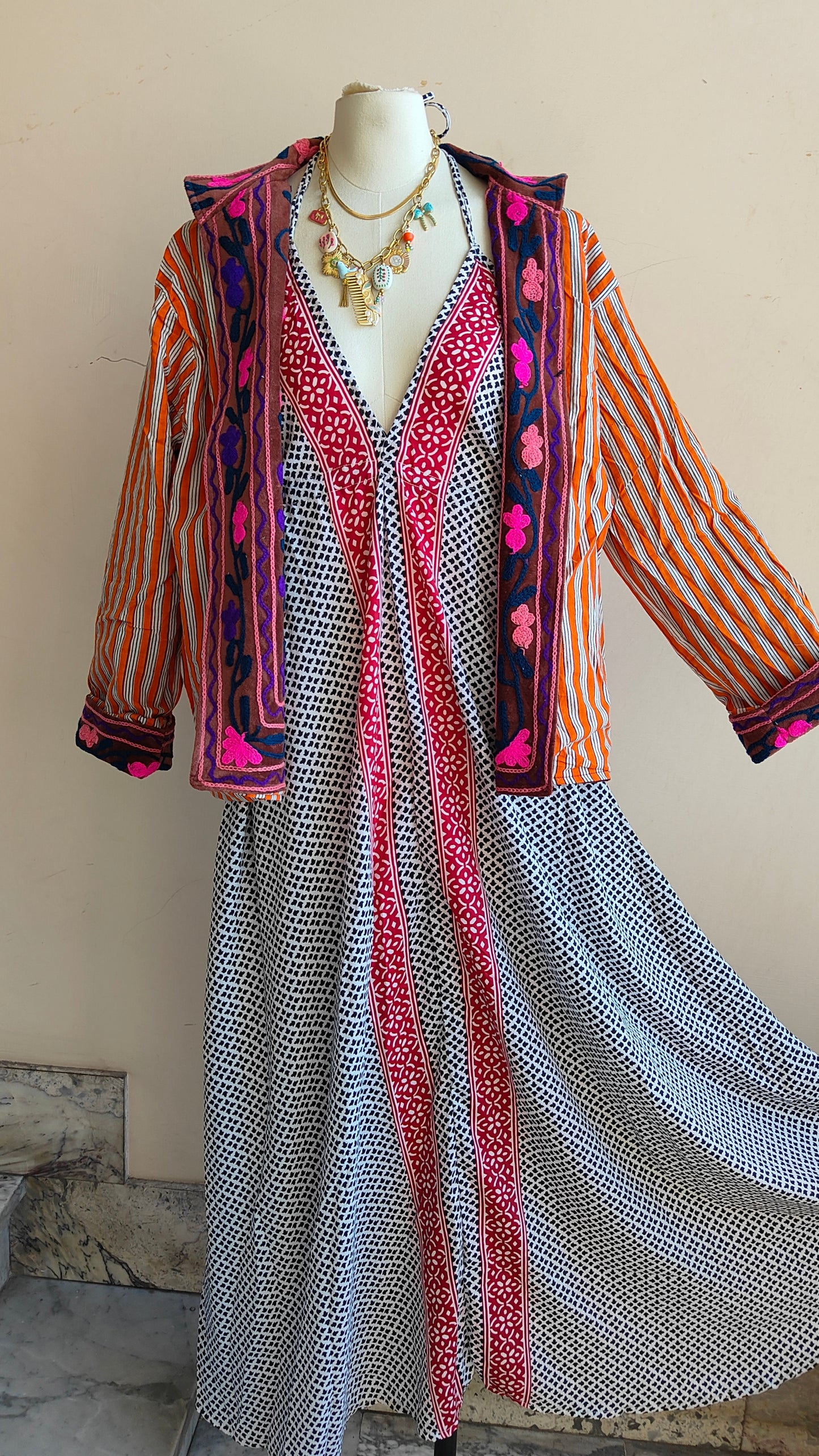Giacca Boho con Tasche Laterali