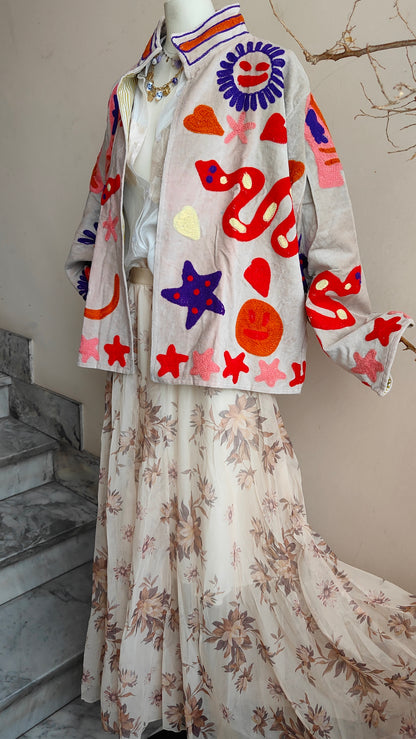 Giacca Boho con Tasche Laterali