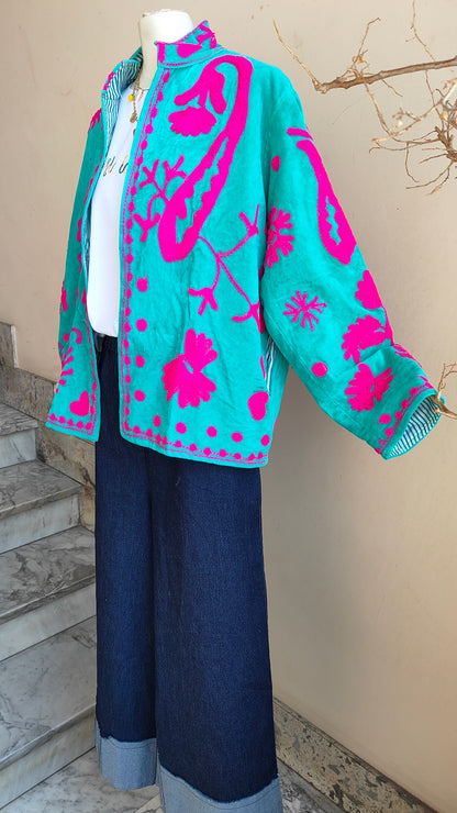 Giacca Boho con Tasche Laterali