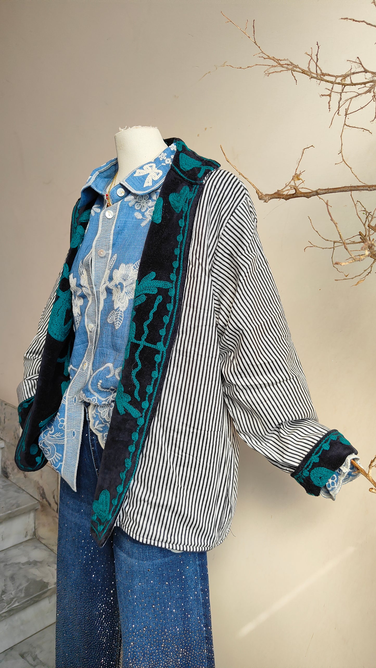 Giacca Boho con Tasche Laterali