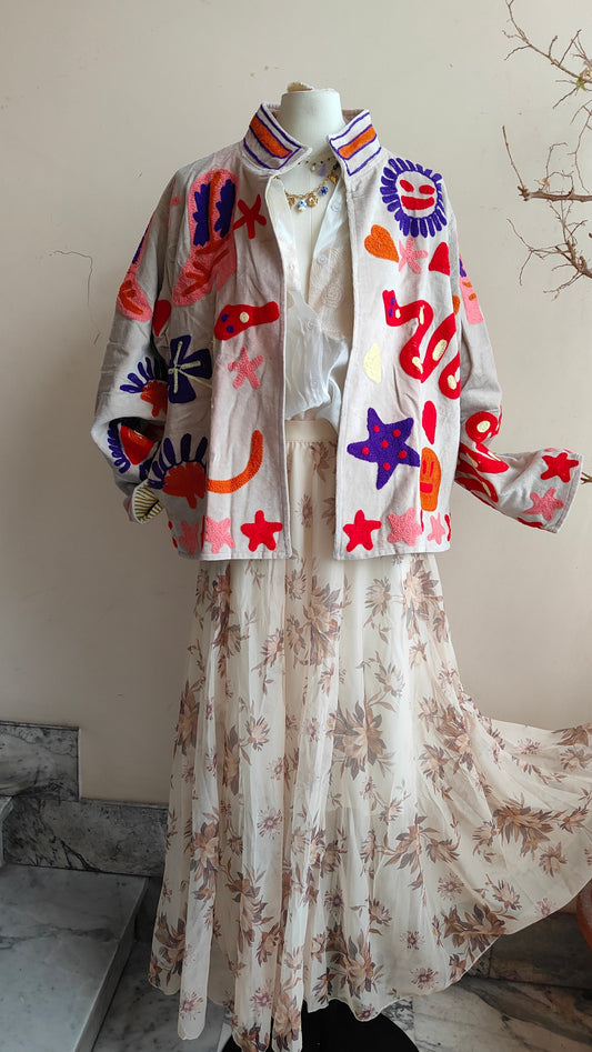 Giacca Boho con Tasche Laterali