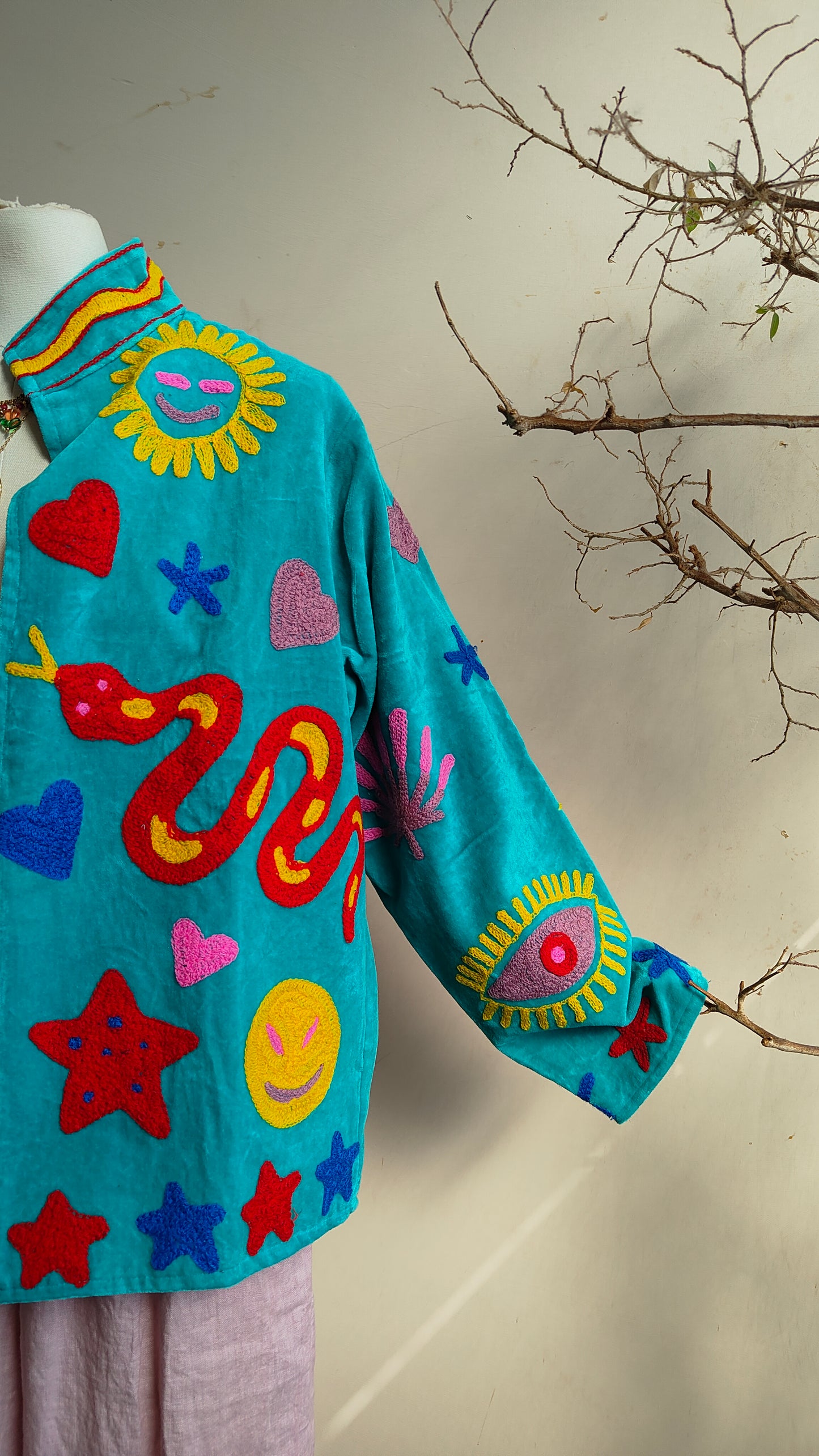 Giacca Boho con Tasche Laterali