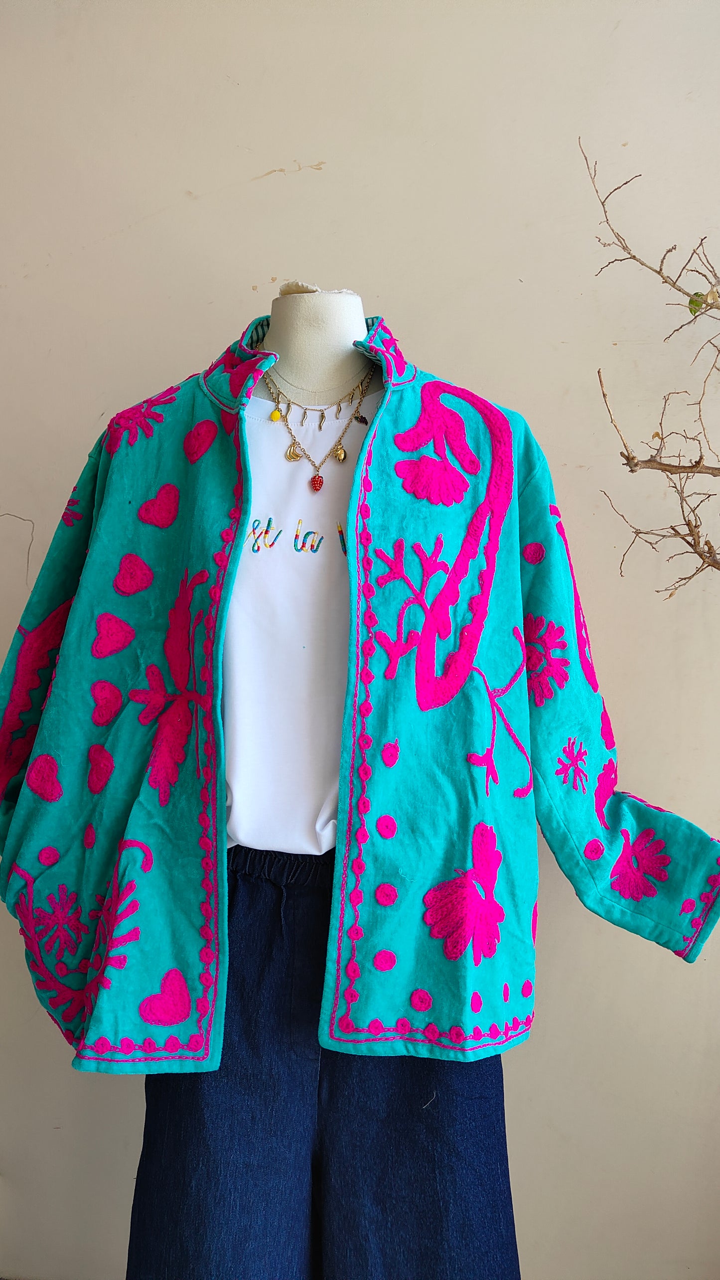 Giacca Boho con Tasche Laterali