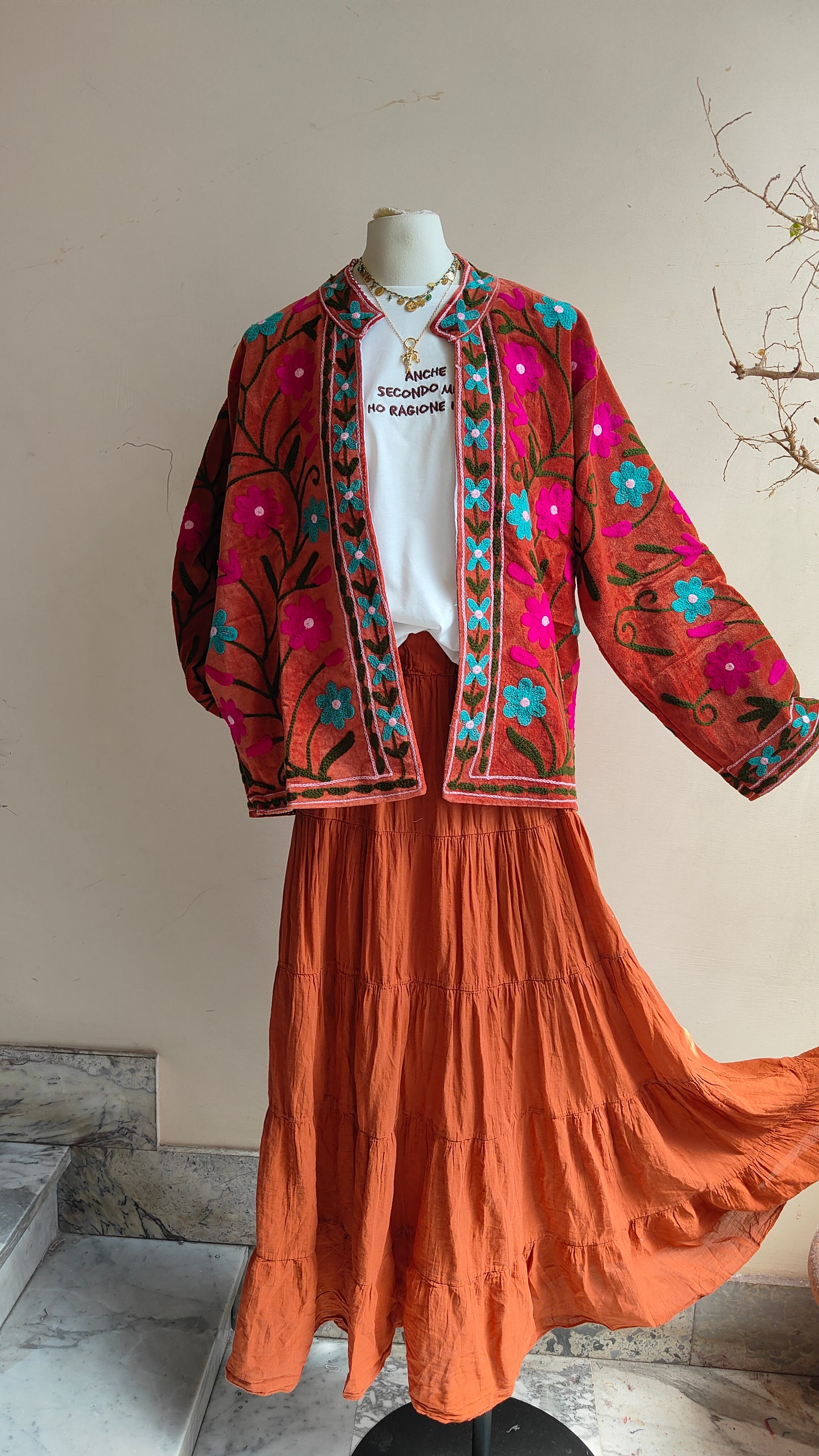 Giacca Boho con Tasche Laterali