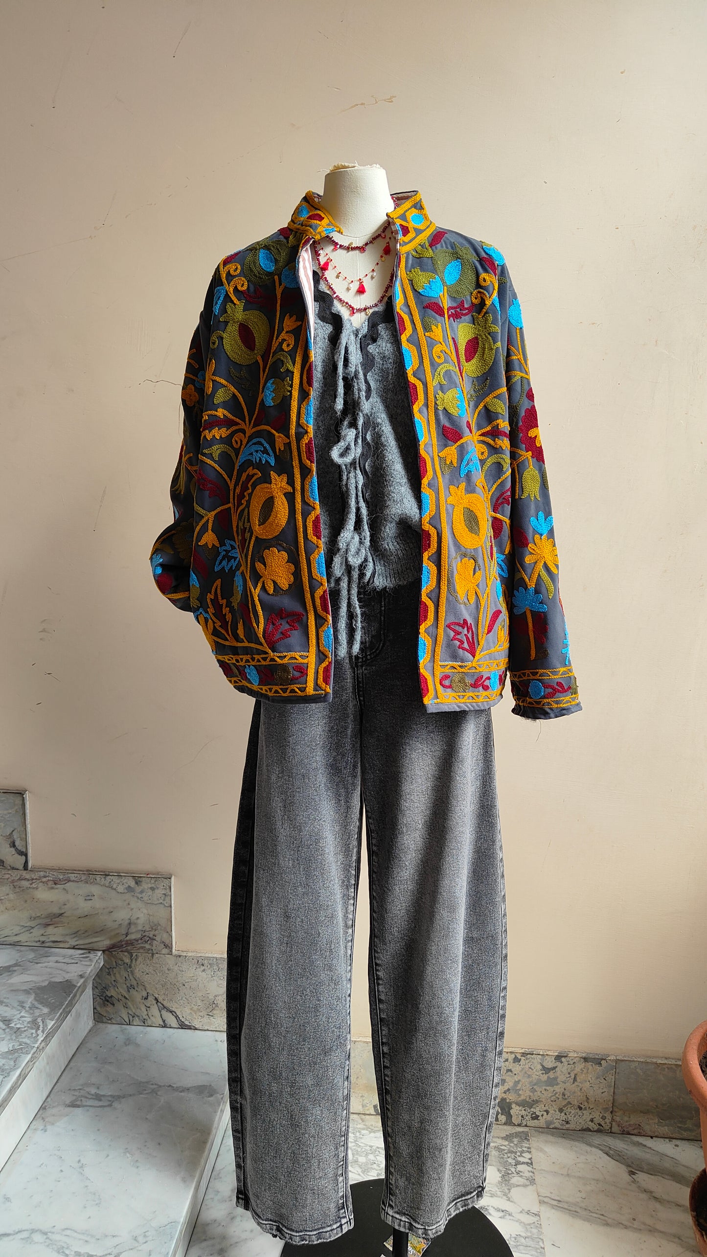 Giacca Boho con Tasche Laterali