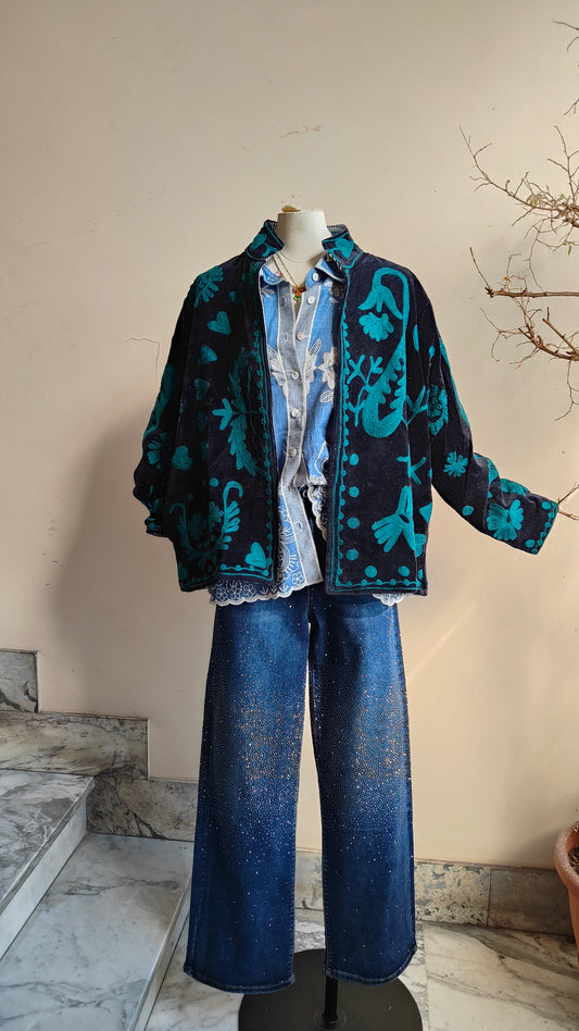 Giacca Boho con Tasche Laterali