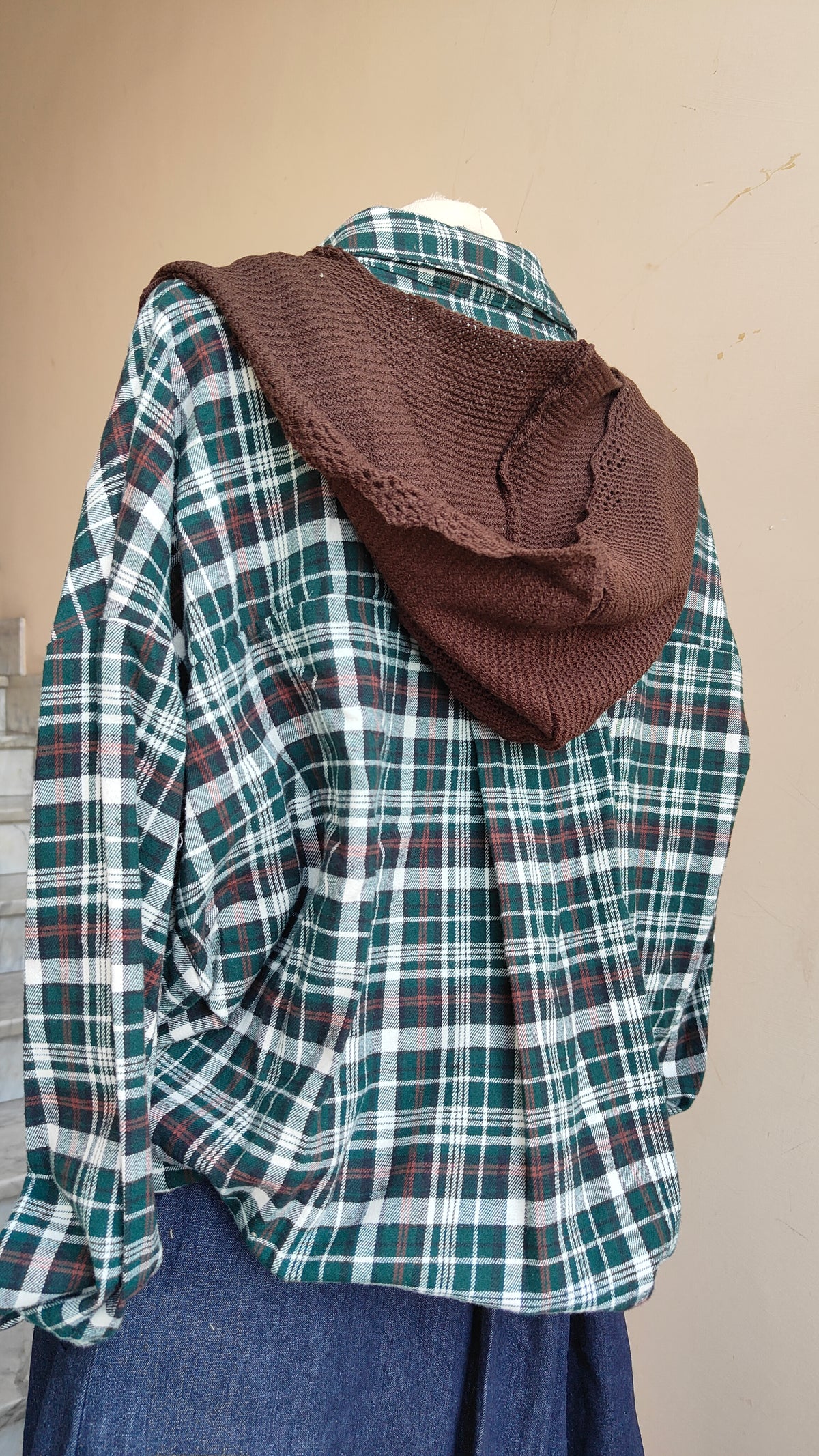 CAMICIA TARTAN CON CAPPUCCIO REMOVIBILE