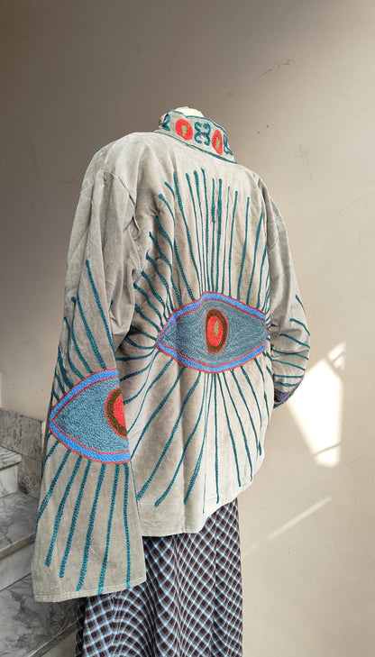 Giacca Boho con Tasche Laterali
