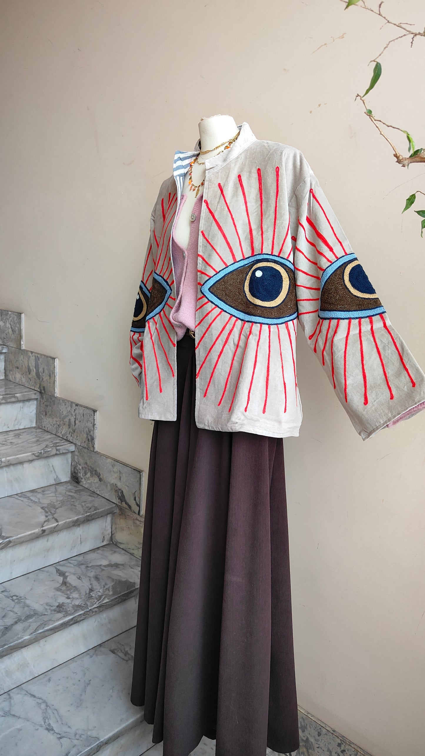 Giacca Boho con Tasche Laterali