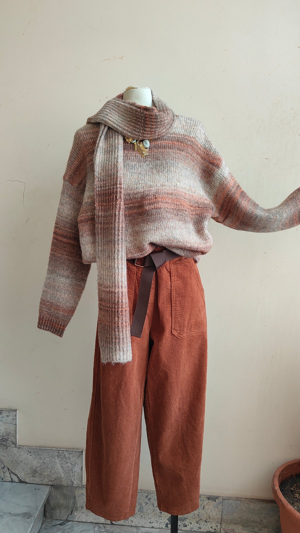 MAGLIONE SOFT MELANGE CON SCIARPA
