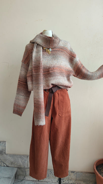 MAGLIONE SOFT MELANGE CON SCIARPA