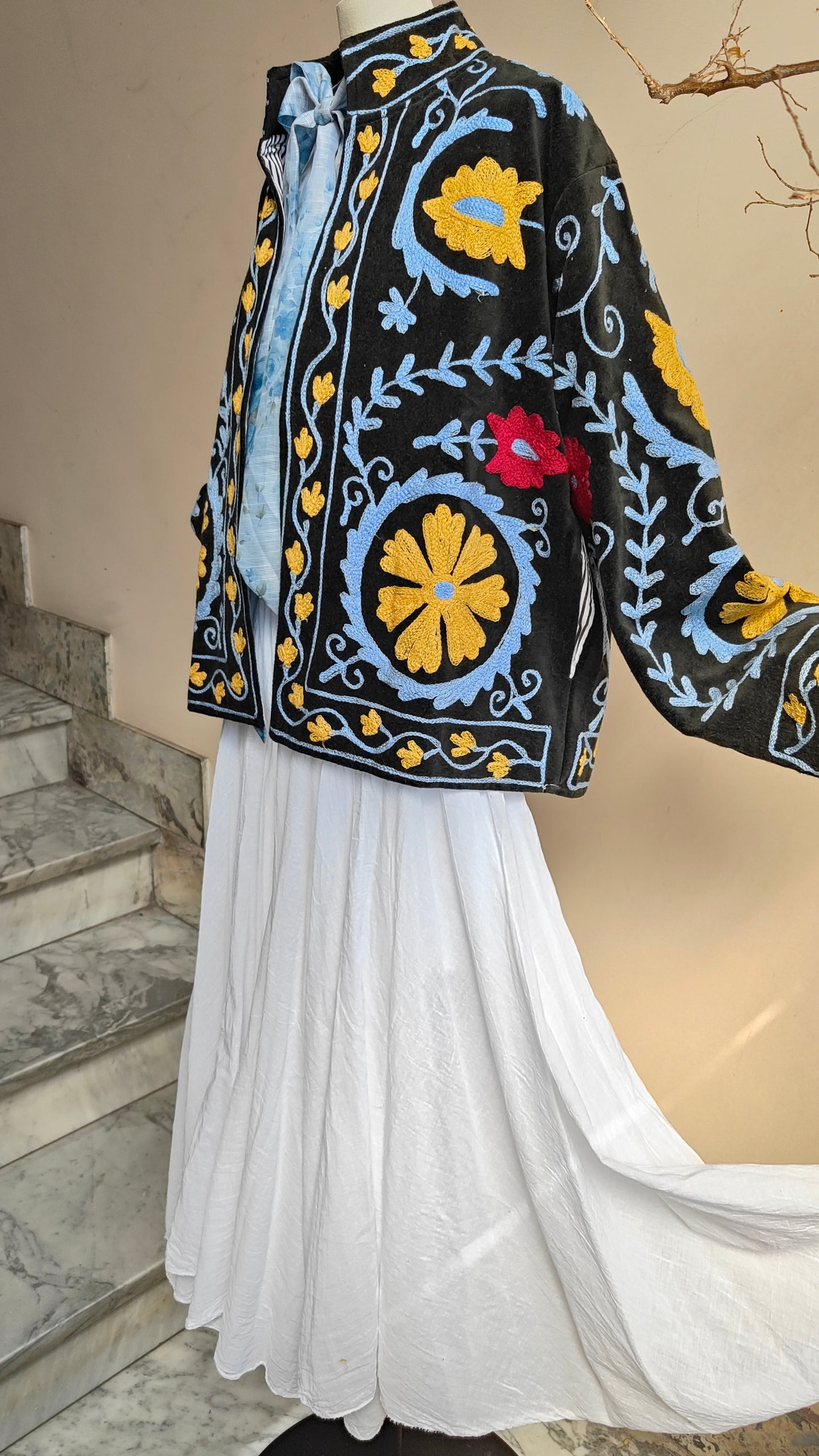 Giacca Boho con Tasche Laterali