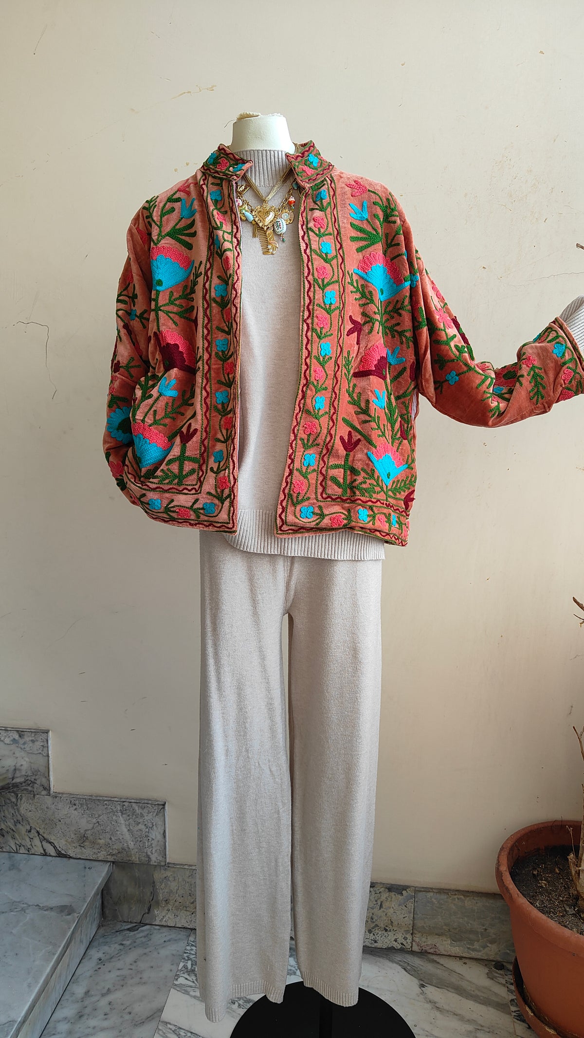 Giacca Boho con Tasche Laterali
