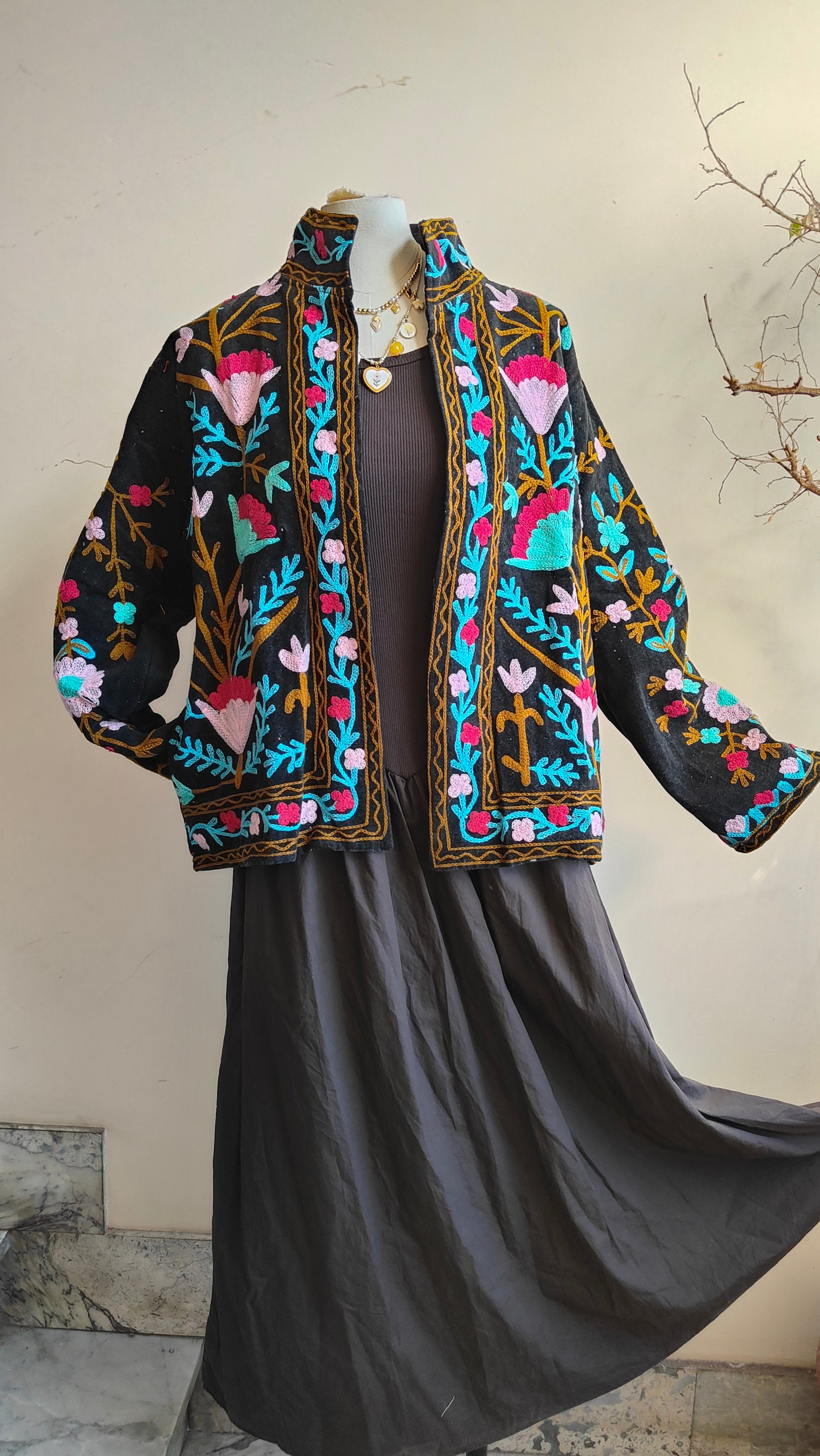 Giacca Boho con Tasche Laterali