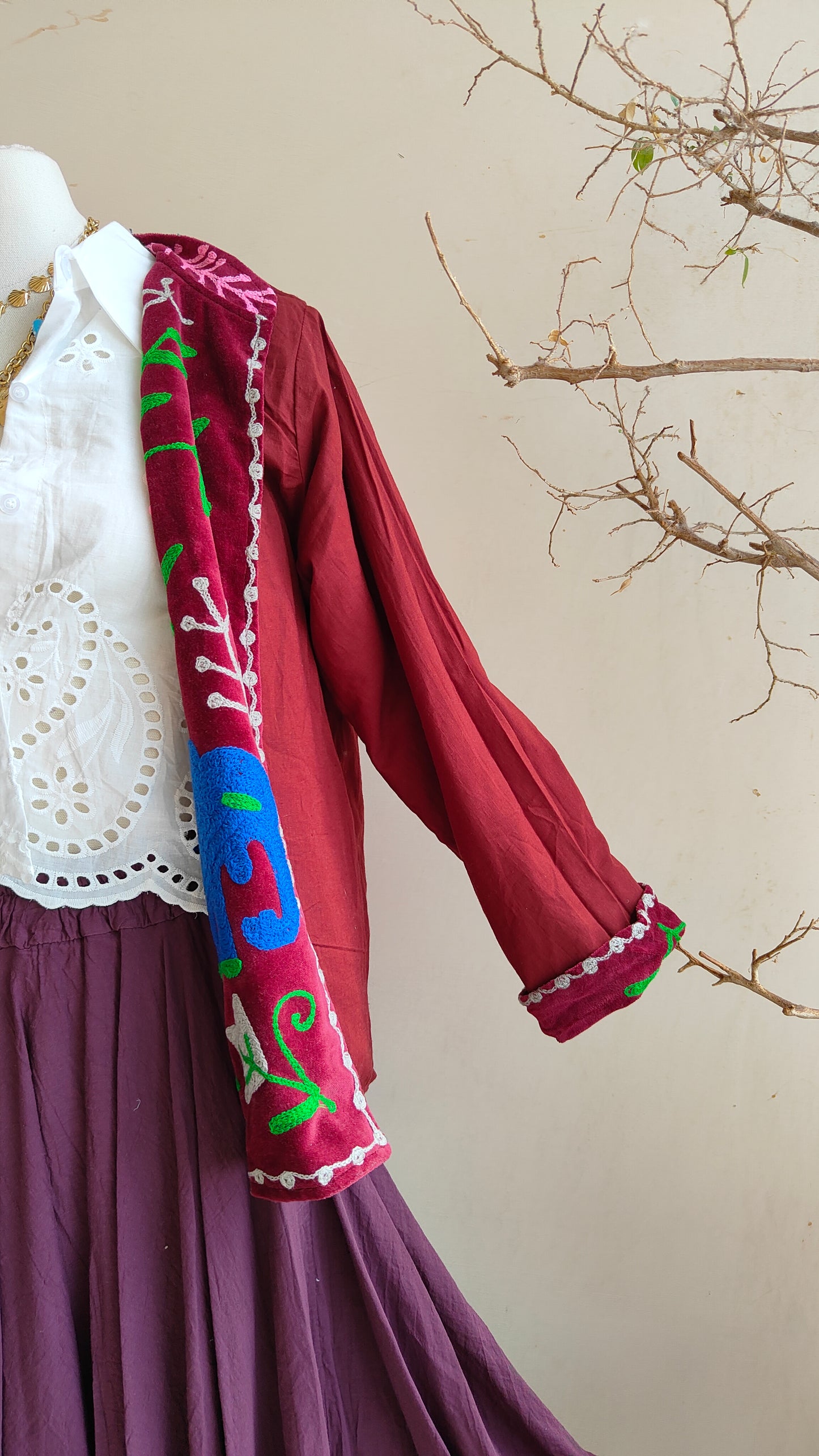 Giacca Boho con Tasche Laterali