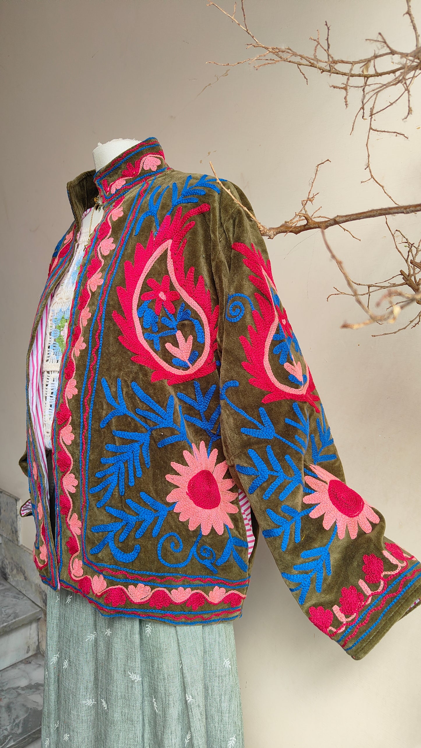 Giacca Boho con Tasche Laterali