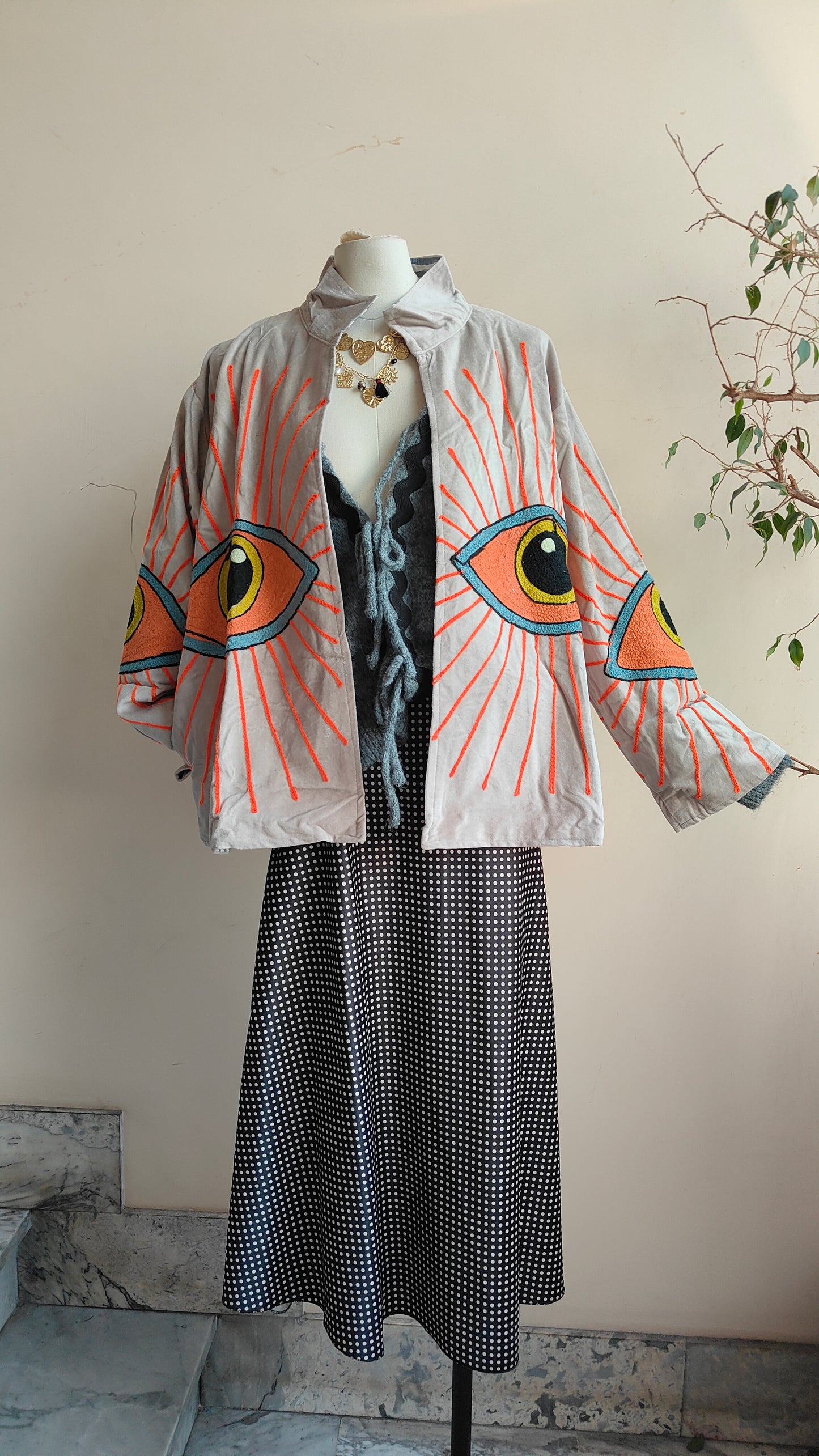 Giacca Boho con Tasche Laterali