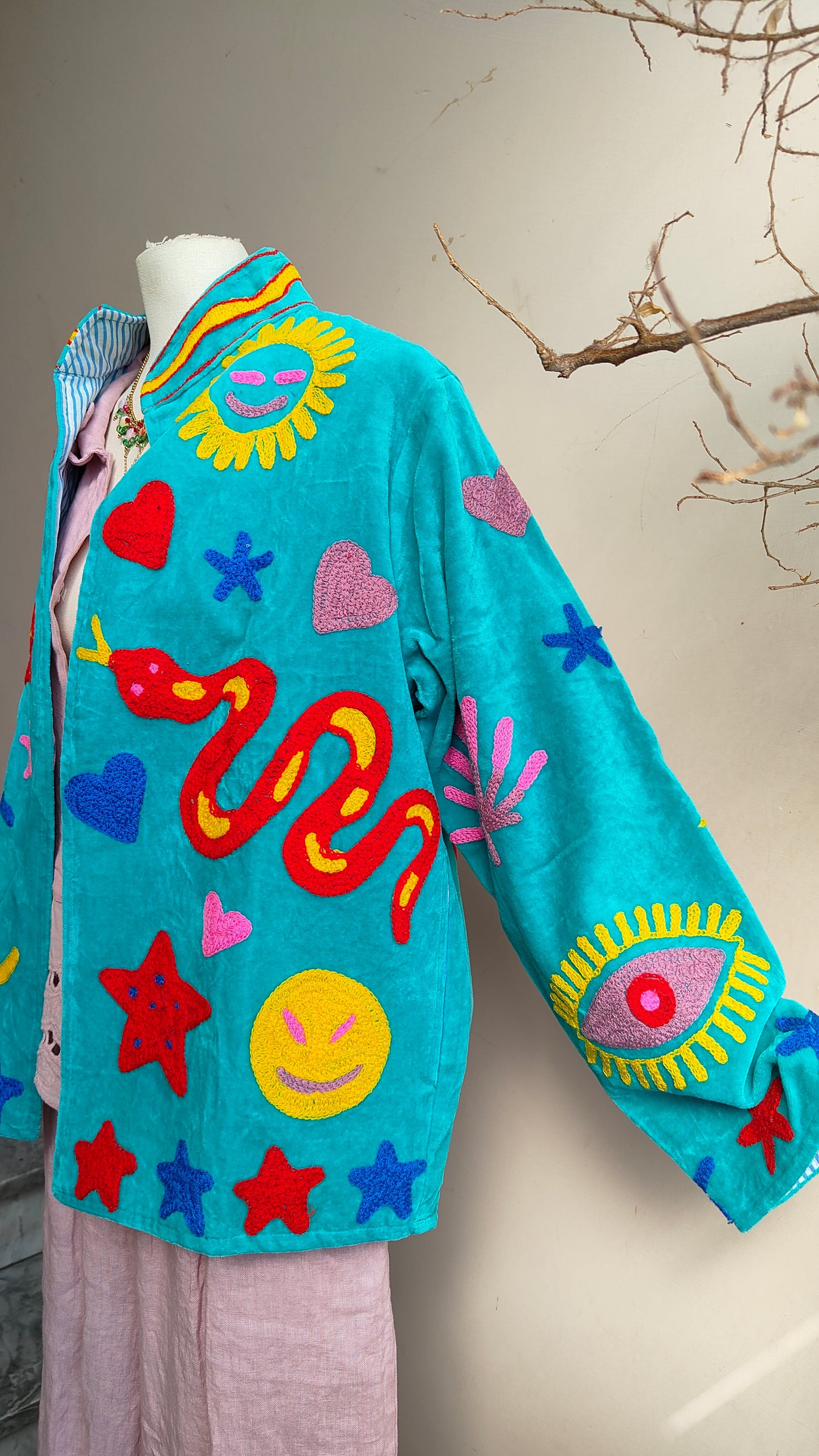 Giacca Boho con Tasche Laterali