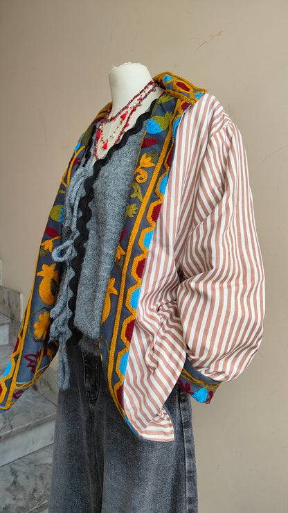 Giacca Boho con Tasche Laterali