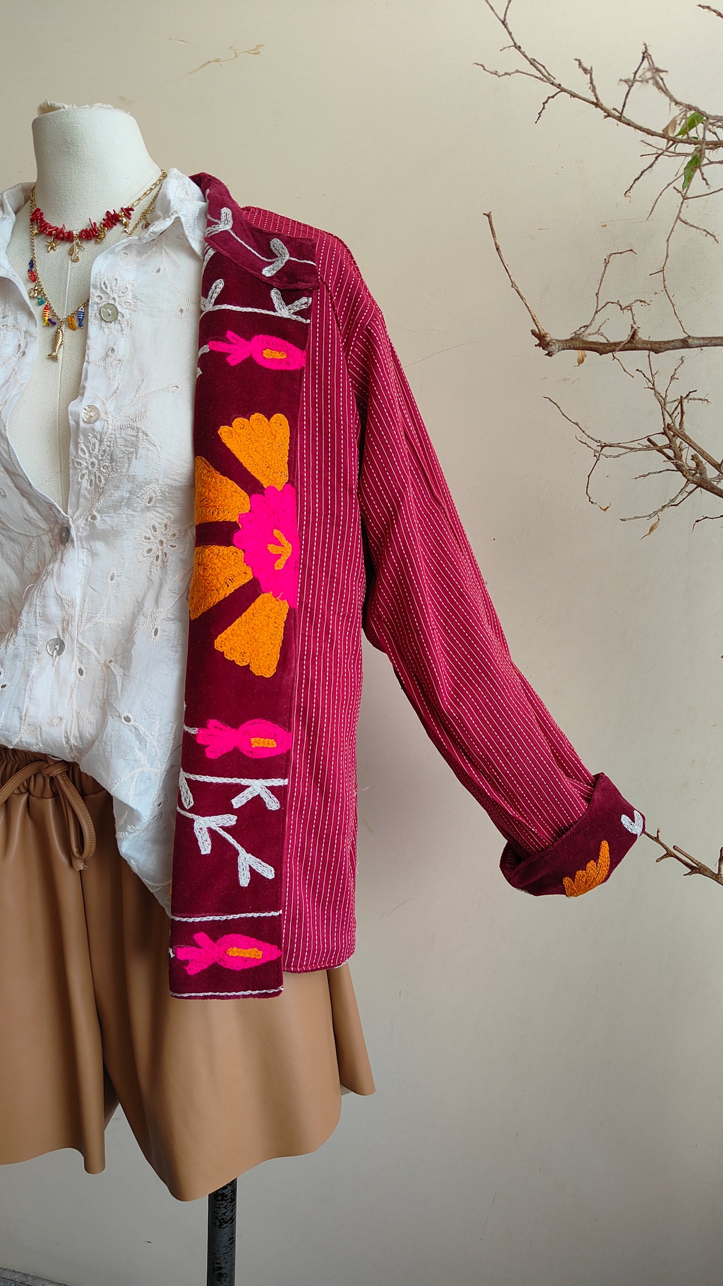 Giacca Boho con Tasche Laterali