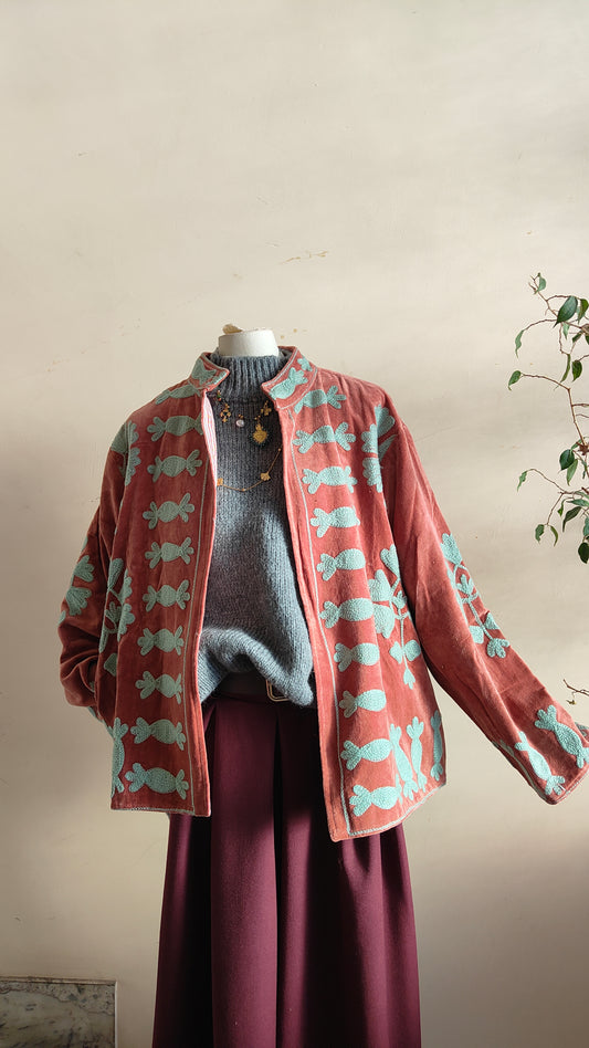 Giacca Boho con Tasche Laterali