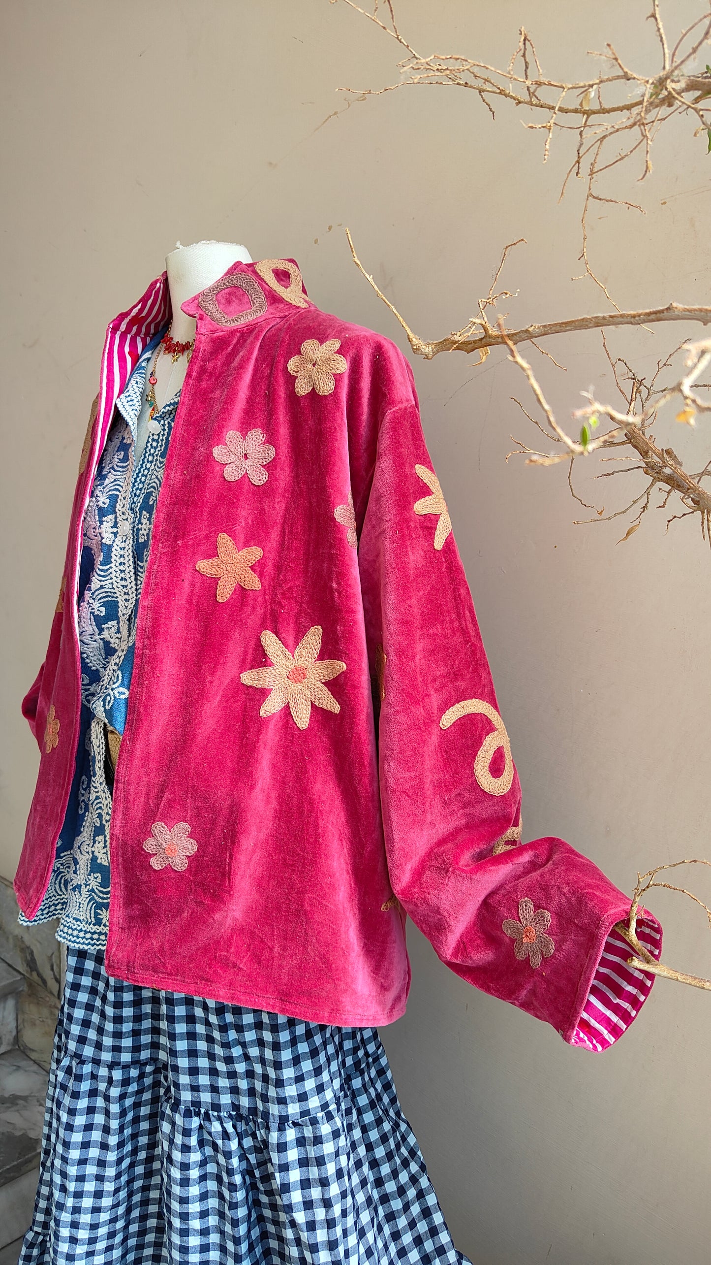 Giacca Boho con Tasche Laterali