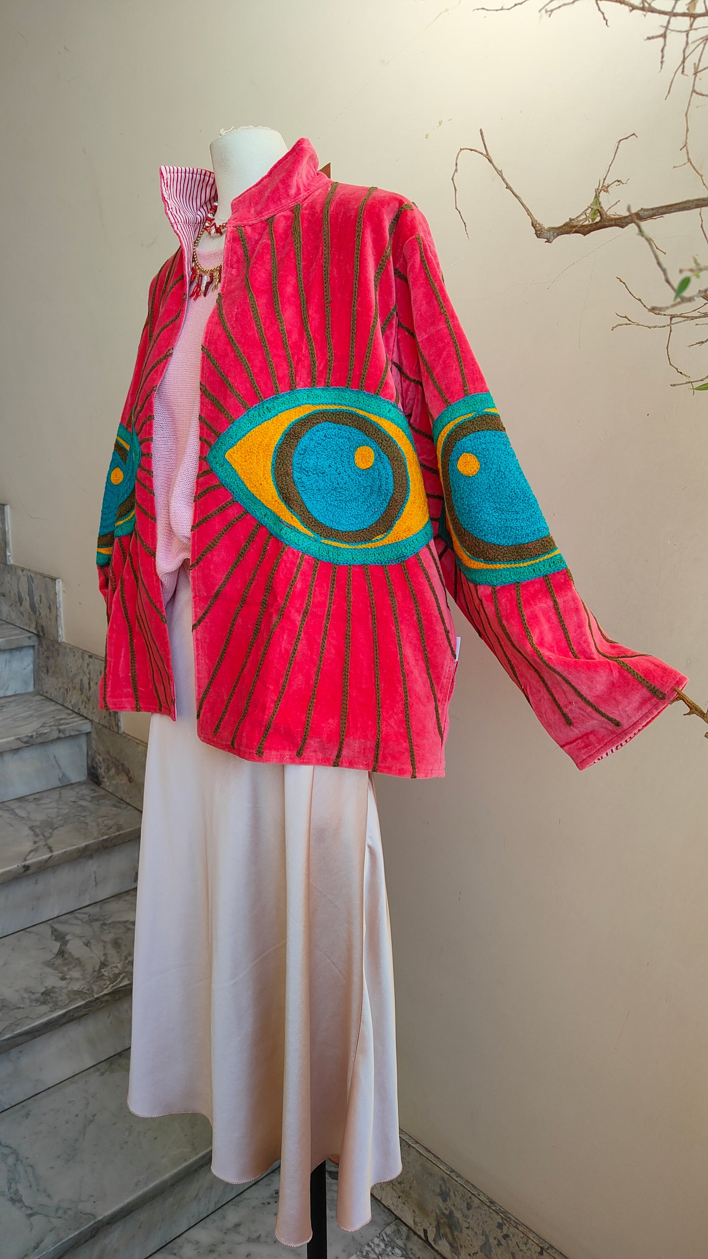 Giacca Boho con Tasche Laterali