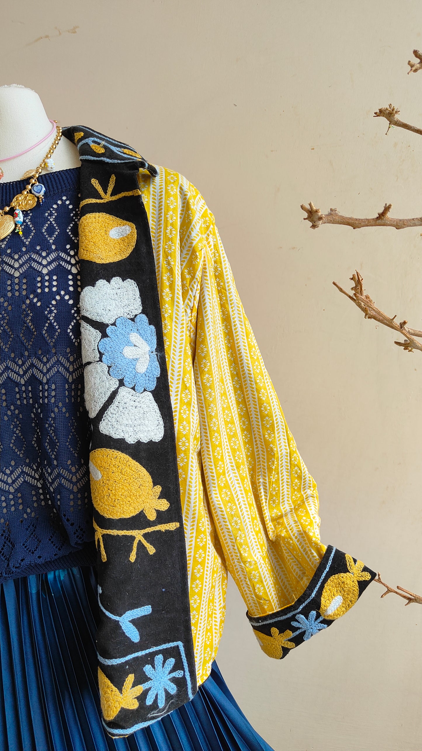 Giacca Boho con Tasche Laterali